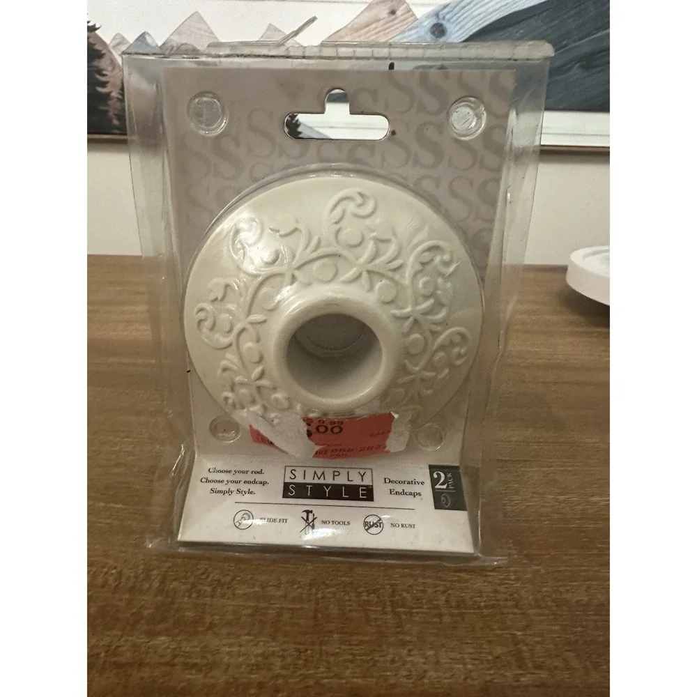 Simply Style Vintage Decorative Shower Rod End Caps Off White Pack Of 2 New